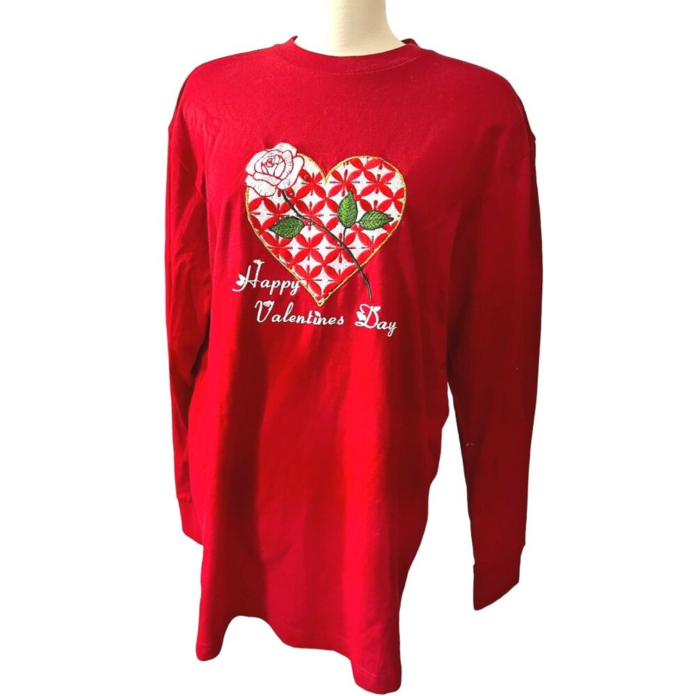 Vintage Embroidered Valentines Heart TShirt Sz XL from Access Womens Eighties Lo